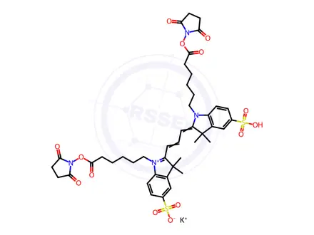 Chemical structure of Cyanine 3 Bihexanoic Acid Dye, Succinimidyl Ester, Potassium Salt