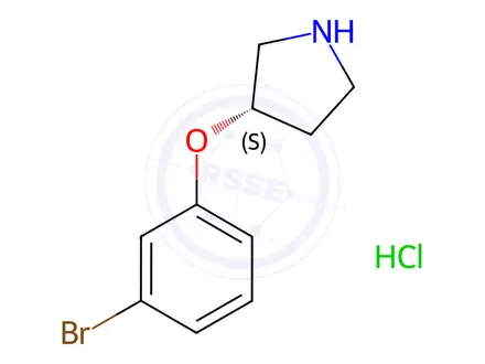 Chemical structure of (S)-3-(3-Bromophenoxy)pyrrolidine hydrochloride