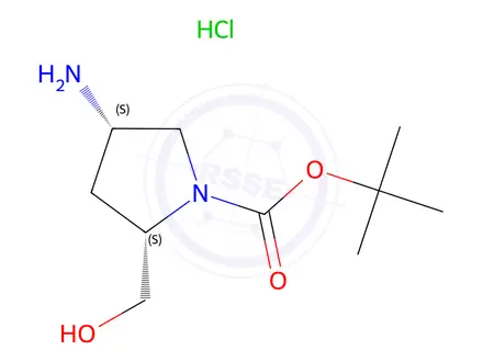 Chemical structure of (2S,4S)-tert-Butyl 4-aMino-2-(hydroxyMethyl)pyrrolidine-1-carboxylate hydrochloride
