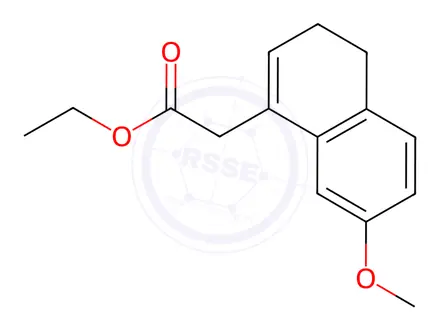 Chemical structure of ethyl 2-(7-methoxy-3,4-dihydronaphthalen-1-yl)acetate
