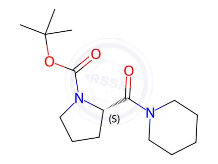 Chemical structure of (S)-1-boc-2-(piperidine-1-carbonyl)pyrrolidine