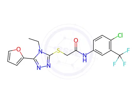Chemical structure of N-(4-Chloro-3-(trifluoromethyl)phenyl)-2-((4-ethyl-5-(furan-2-yl)-4H-1,2,4-triazol-3-yl)thio)acetamide