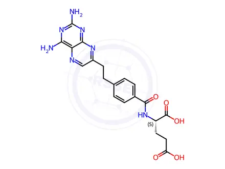 Chemical structure of (4-(2-(2,4-Diaminopteridin-7-yl)ethyl)benzoyl)glutamic Acid