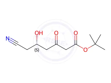 Chemical structure of (S)-tert-Butyl 6-cyano-5-hydroxy-3-oxohexanoate