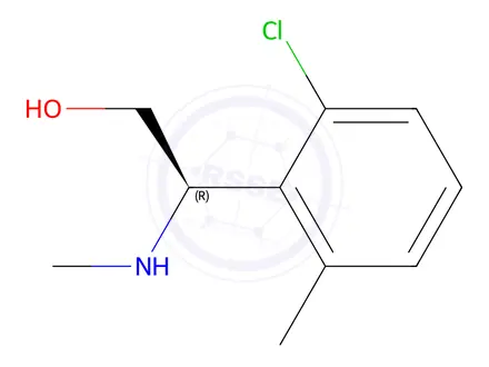Chemical structure of (R)-2-(2-chloro-6-methylphenyl)-2-(methylamino)ethan-1-ol