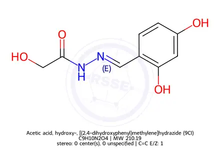 Chemical structure of Acetic acid, hydroxy-, [(2,4-dihydroxyphenyl)methylene]hydrazide (9CI)