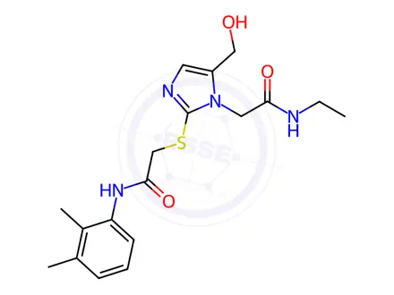 Chemical structure of N-(2,3-Dimethylphenyl)-2-((1-(2-(ethylamino)-2-oxoethyl)-5-(hydroxymethyl)-1H-imidazol-2-yl)thio)acetamide