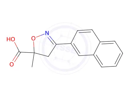 Chemical structure of 5-Methyl-3-(naphthalen-2-yl)-4,5-dihydro-1,2-oxazole-5-carboxylic acid