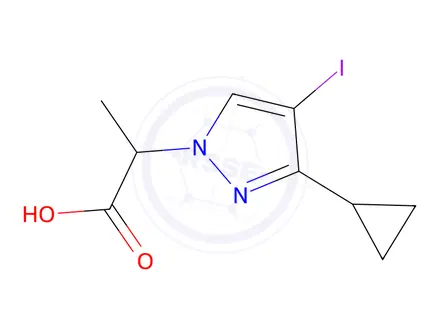 Chemical structure of 2-(3-Cyclopropyl-4-iodo-1h-pyrazol-1-yl)propanoic acid