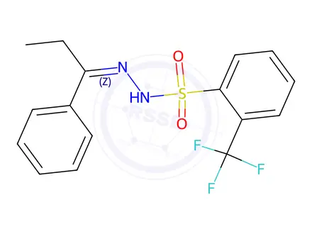 Chemical structure of (Z)-N'-(1-Phenylpropylidene)-2-(trifluoromethyl)benzenesulfonohydrazide