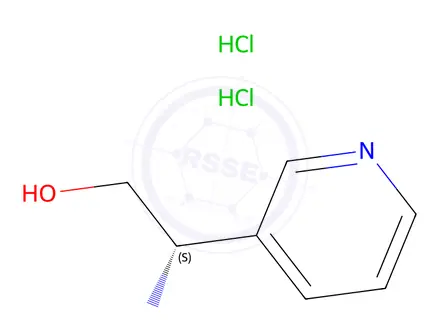 Chemical structure of (S)-2-amino-2-(pyridin-3-yl)ethan-1-ol dihydrochloride