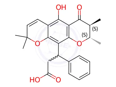Chemical structure of 7,8-Dihydro-5-hydroxy-2,2,7,8-tetramethyl-6-oxo-β-phenyl-2H,6H-benzo[1,2-b:5,4-b']dipyran-10-propionic acid