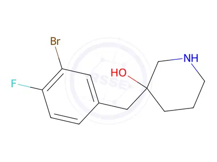 Chemical structure of 3-(3-Bromo-4-fluorobenzyl)piperidin-3-ol