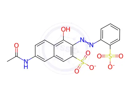 Chemical structure of 7-Acetylamino-4-hydroxy-3-(2-sulfophenylazo)naphthalene-2-sulfonic acid disodium salt