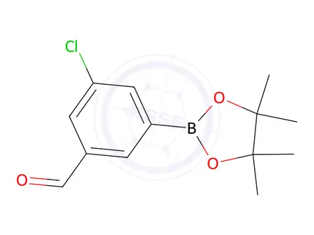 Chemical structure of 3-Chloro-5-(4,4,5,5-tetramethyl-1,3,2-dioxaborolan-2-yl)benzaldehyde