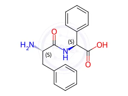 Chemical structure of 2-(2-amino-3-phenylpropanamido)-2-phenylacetic acid