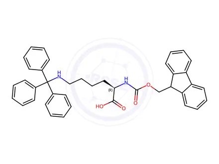 Chemical structure of FMOC-D-LYS(TRT)-OH