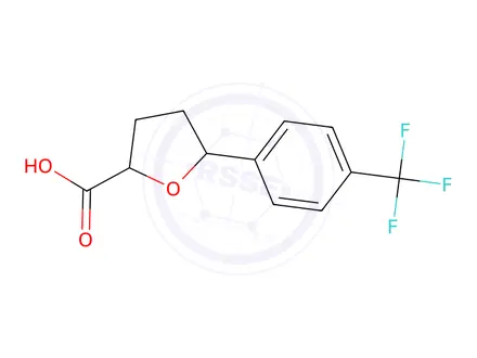 Chemical structure of 5-(4-(Trifluoromethyl)phenyl)tetrahydrofuran-2-carboxylic acid