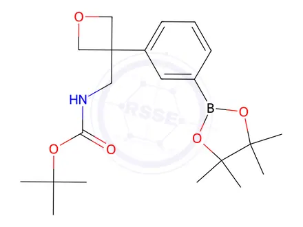 Chemical structure of tert-Butyl ((3-(3-(4,4,5,5-tetramethyl-1,3,2-dioxaborolan-2-yl)phenyl)oxetan-3-yl)methyl)carbamate