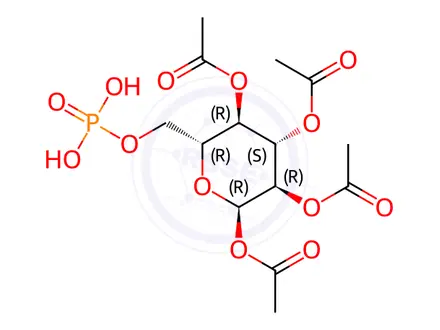 Chemical structure of alpha-D-Glucose 6-Dihydrogen Phosphate 1,2,3,4-Tetraacetate
