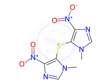Chemical structure of Bis(1-methyl-4-nitro-1H-imidazol-5-yl)sulfane