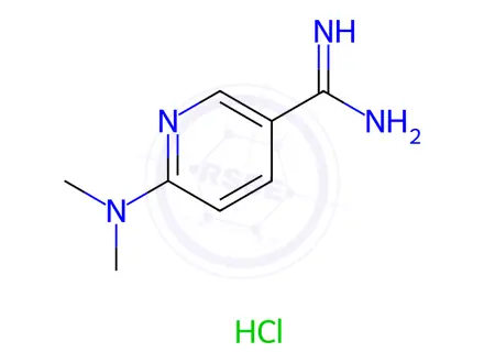 Chemical structure of 6-(dimethylamino)pyridine-3-carboximidamide hydrochloride