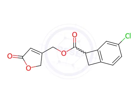 Chemical structure of (5-oxo-2,5-dihydrofuran-3-yl)methyl 4-chlorobicyclo[4.2.0]octa-1(6),2,4-triene-7-carbox ylate