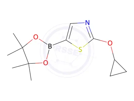 Chemical structure of 2-(Cyclopropyloxy)-5-(4,4,5,5-tetramethyl-1,3,2-dioxaborolan-2-yl)thiazole
