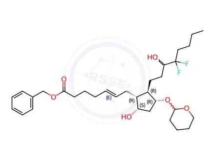 Chemical structure of Benzyl (Z)-7-[(1R,2R,3R,5S)-2-(4,4-difluoro-3-hydroxyoctyl)-5-hydroxy-3-[(tetrahydro-2H-pyran-2-yl)oxy]cyclopentyl]hept-5-enoate