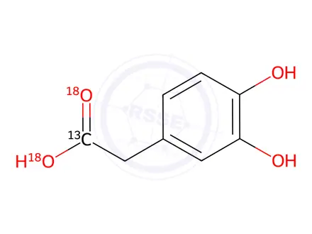 Chemical structure of 3,4-Dihydroxyphenylacetic Acid-13C,18O2