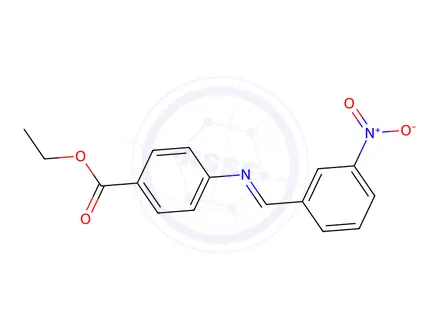 Chemical structure of p-(m-Nitrobenzylidene)aminobenzoic acid ethyl ester