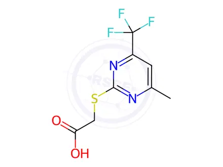 Chemical structure of (4-Methyl-6-trifluoromethyl-pyrimidin-2-yl-sulfanyl)-acetic acid