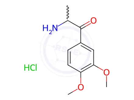 Chemical structure of 2-Amino-3’,4’-dimethoxypropiophenone Hydrochloride