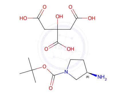 Chemical structure of (R)-tert-Butyl 3-aminopyrrolidine-1-carboxylate 2-hydroxypropane-1,2,3-tricarboxylate