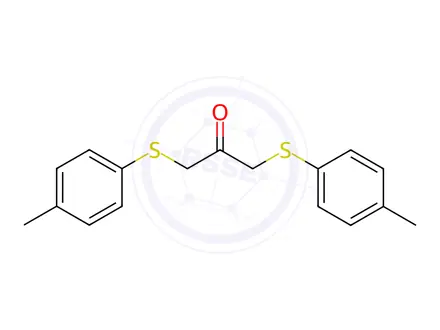 Chemical structure of 1,3-bis[(4-methylphenyl)sulfanyl]acetone