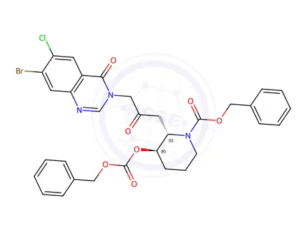 Chemical structure of N,O-Bis(benzyloxycarbonyl) Halofuginone