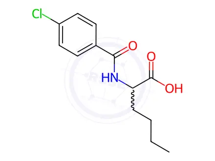 Chemical structure of N-(4-chlorobenzoyl)norleucine