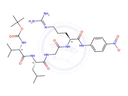 Chemical structure of Boc-Val-Leu-Gly-Arg-pNA acetate salt