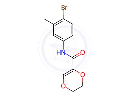 Chemical structure of N-(4-bromo-3-methylphenyl)-5,6-dihydro-1,4-dioxine-2-carboxamide