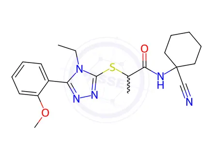 Chemical structure of N-(1-Cyanocyclohexyl)-2-((4-ethyl-5-(2-methoxyphenyl)-4H-1,2,4-triazol-3-yl)thio)propanamide