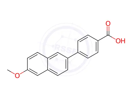 Chemical structure of 4-(6-Methoxynaphthalen-2-yl)benzoic Acid