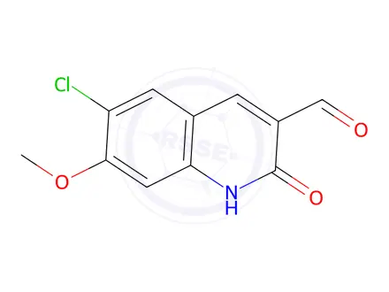Chemical structure of 6-Chloro-7-methoxy-2-oxo-1,2-dihydroquinoline-3-carbaldehyde