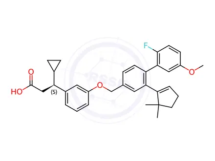 Chemical structure of (S)-3-Cyclopropyl-3-(3-((2-(5,5-dimethylcyclopent-1-en-1-yl)-2`-fluoro-5`-methoxy-[1,1`-biphenyl]-4-yl)methoxy)phenyl)propanoic acid