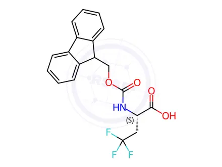 Chemical structure of (S)-Fmoc-2-amino-4,4,4-trifluoro-butyric acid