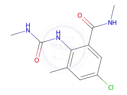 Chemical structure of 5-chloro-N,3-dimethyl-2-(3-methylureido)benzamide
