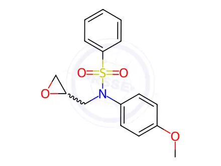 Chemical structure of N-(4-methoxyphenyl)-N-(oxiran-2-ylmethyl)benzenesulfonamide