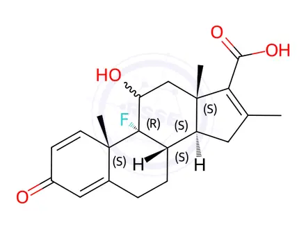 Chemical structure of (11β)-9-Fluoro-11-hydroxy-16-methyl-3-oxo-androsta-1,4,16-triene-17-carboxylic Acid