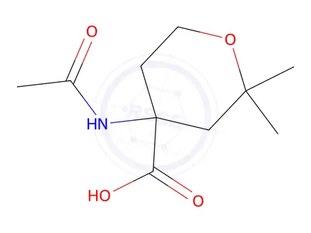 Chemical structure of 4-Acetamido-2,2-dimethyltetrahydro-2h-pyran-4-carboxylic acid