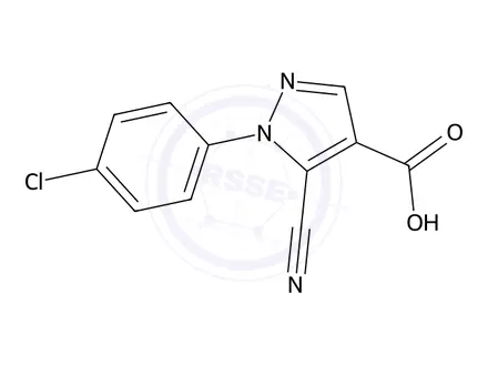 Chemical structure of 1-(4-Chlorophenyl)-5-cyano-1H-pyrazole-4-carboxylic acid