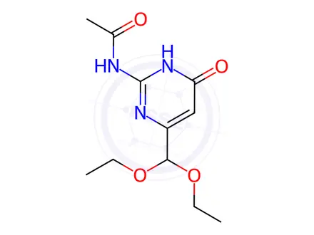 Chemical structure of N-(4-(Diethoxymethyl)-6-oxo-1,6-dihydropyrimidin-2-yl)acetamide